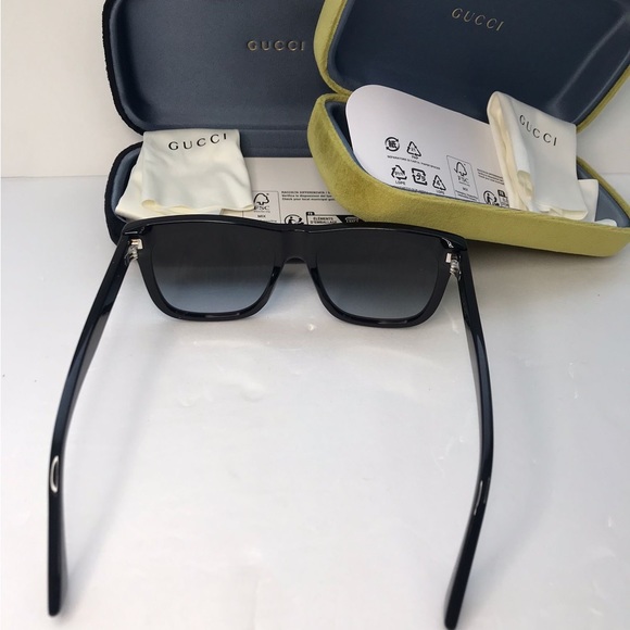 💯 - New Authentic Gucci Grey Rectangular Sunglasses GG0158SN 001 - Picture 11 of 15